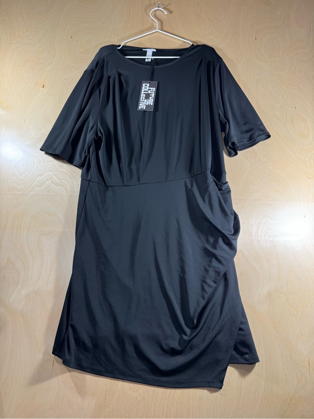 The Future Collective Black Midi Dress with Short Sleeves Size XXL